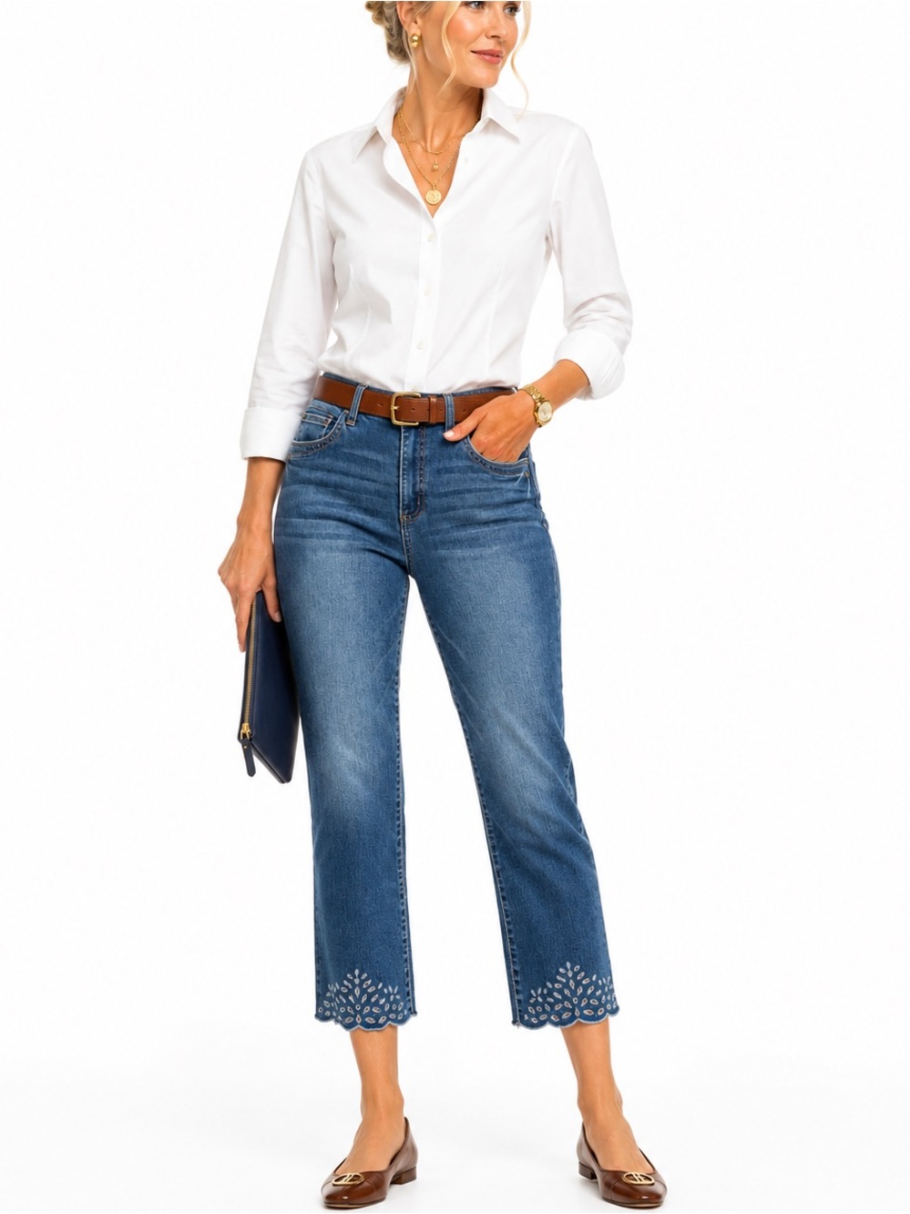 DEMOCRACY AB TECHNOLOGY CROPPED EYELET EMBROIDERED JEANS SZ 8 EUC